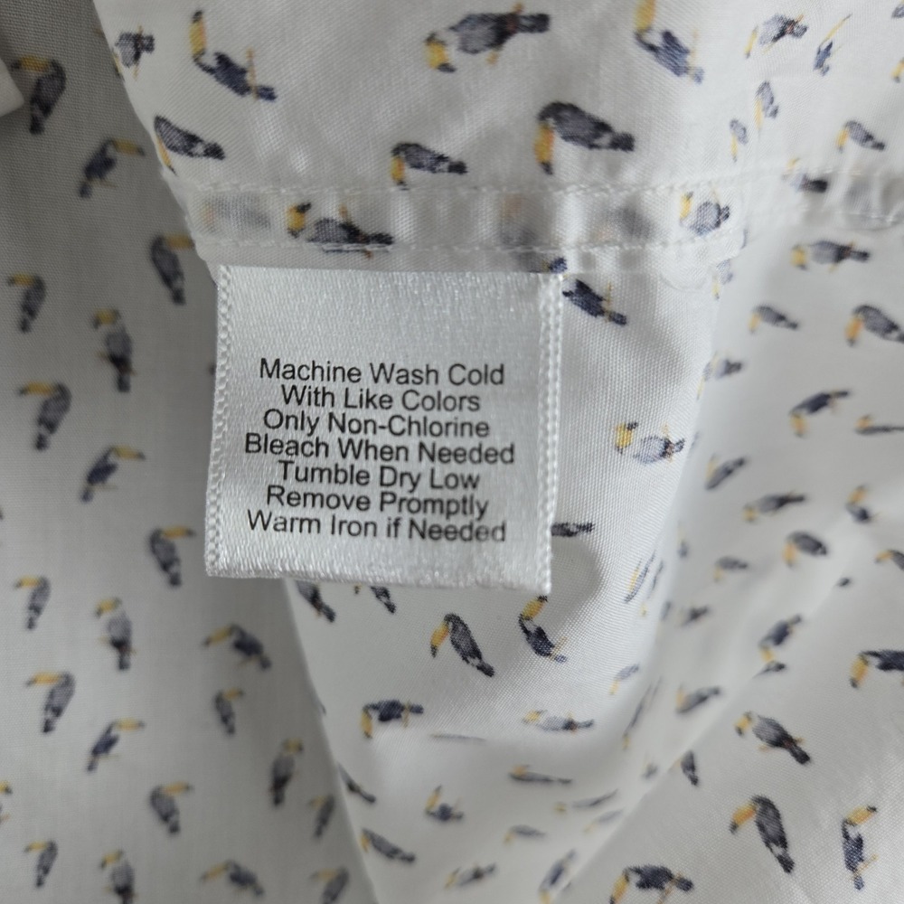 Pronto Uomo Shirt‎ Mens XXL White Toucan Print Short Sleeve Casual Vacation 3XL - Picture 11 of 12